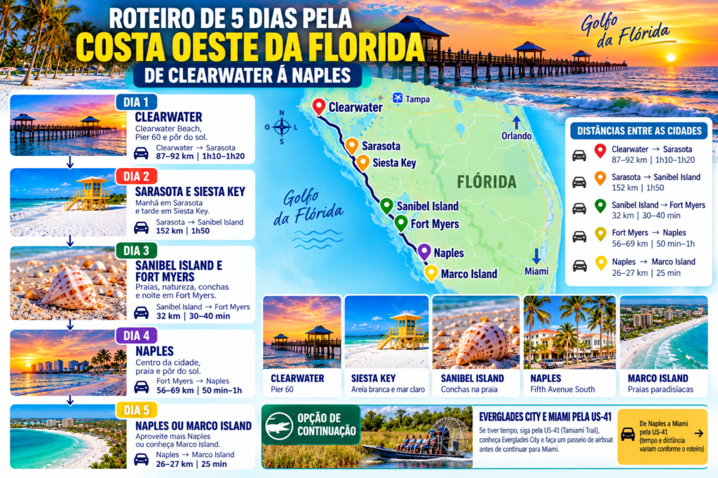 Roteiro de 5 dias pela Costa Oeste da Flórida de Clearwater a Naples