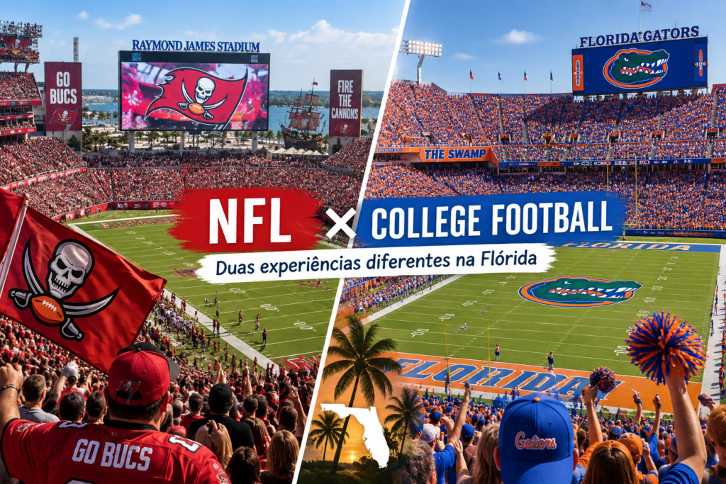 Comparação entre a experiência da NFL em Tampa e do College Football na Flórida