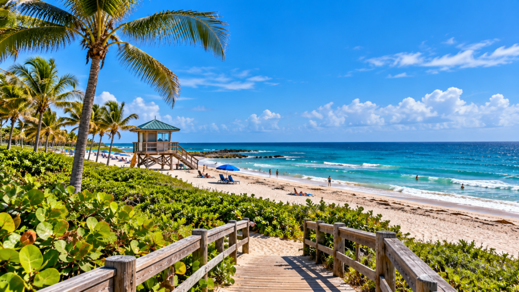 Red Reef Park em Boca Raton com praia, mar azul e vegetação tropical