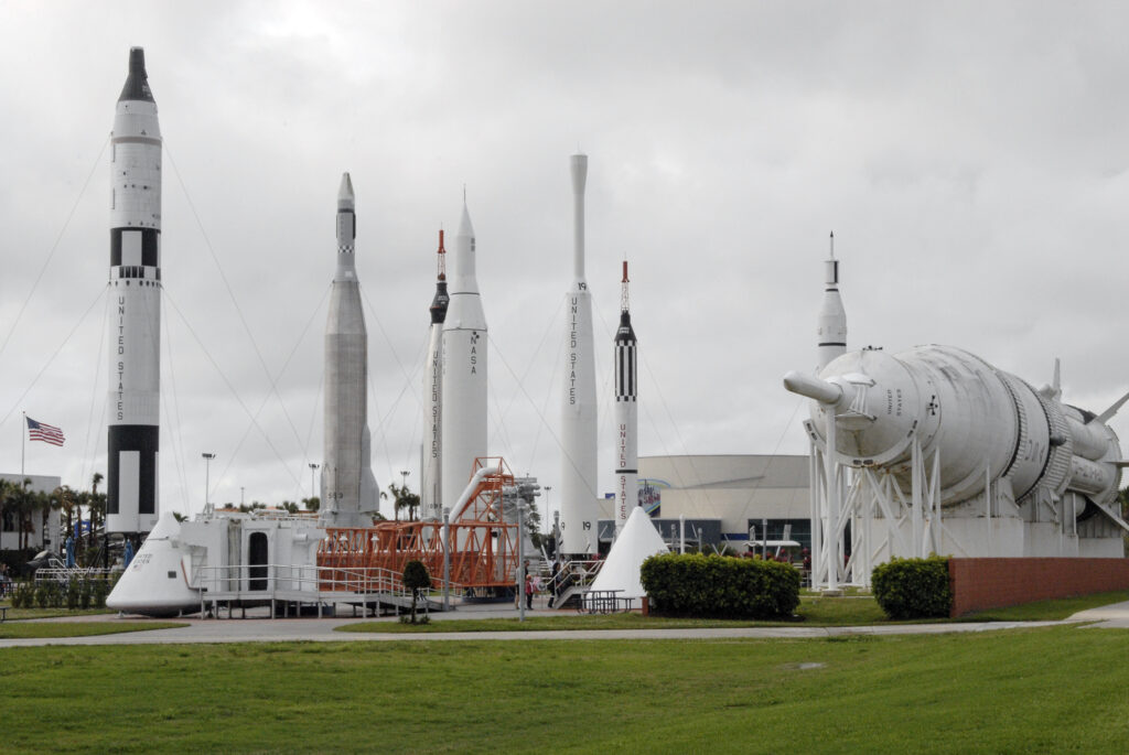 Rocket Garden no Kennedy Space Center Visitor Complex na Flórida