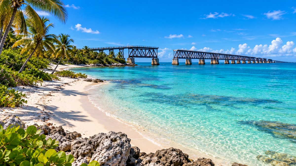 Praia de Bahia Honda nas Florida Keys, Flórida