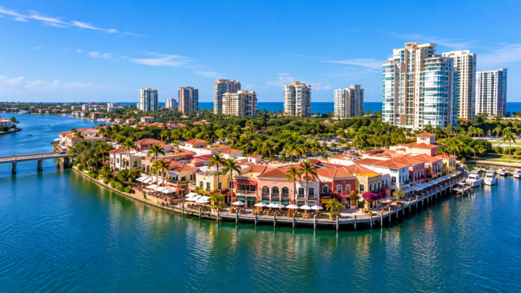 The Village Shops on Venetian Bay em Naples na Flórida junto à água